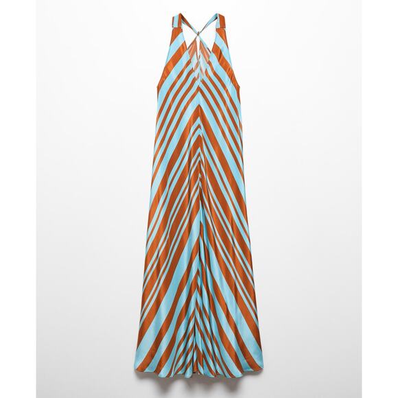 MANGO Striped Satin Crossover Maxi Dress NWT 🧡 - Picture 16 of 16